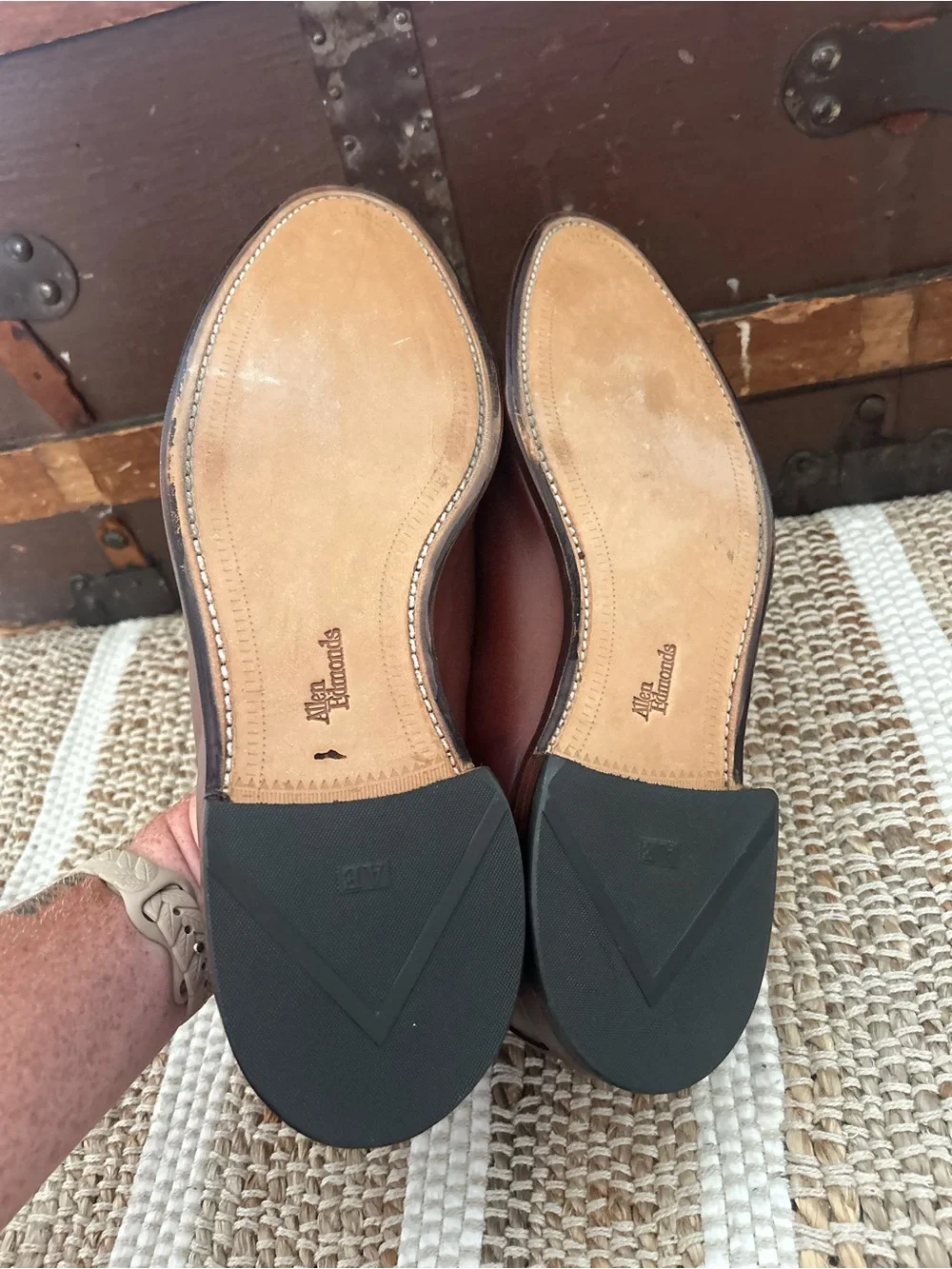 Allen Edmonds Foley Brown Woven Leather Slip-On Dress Loafers Men’s 12 D